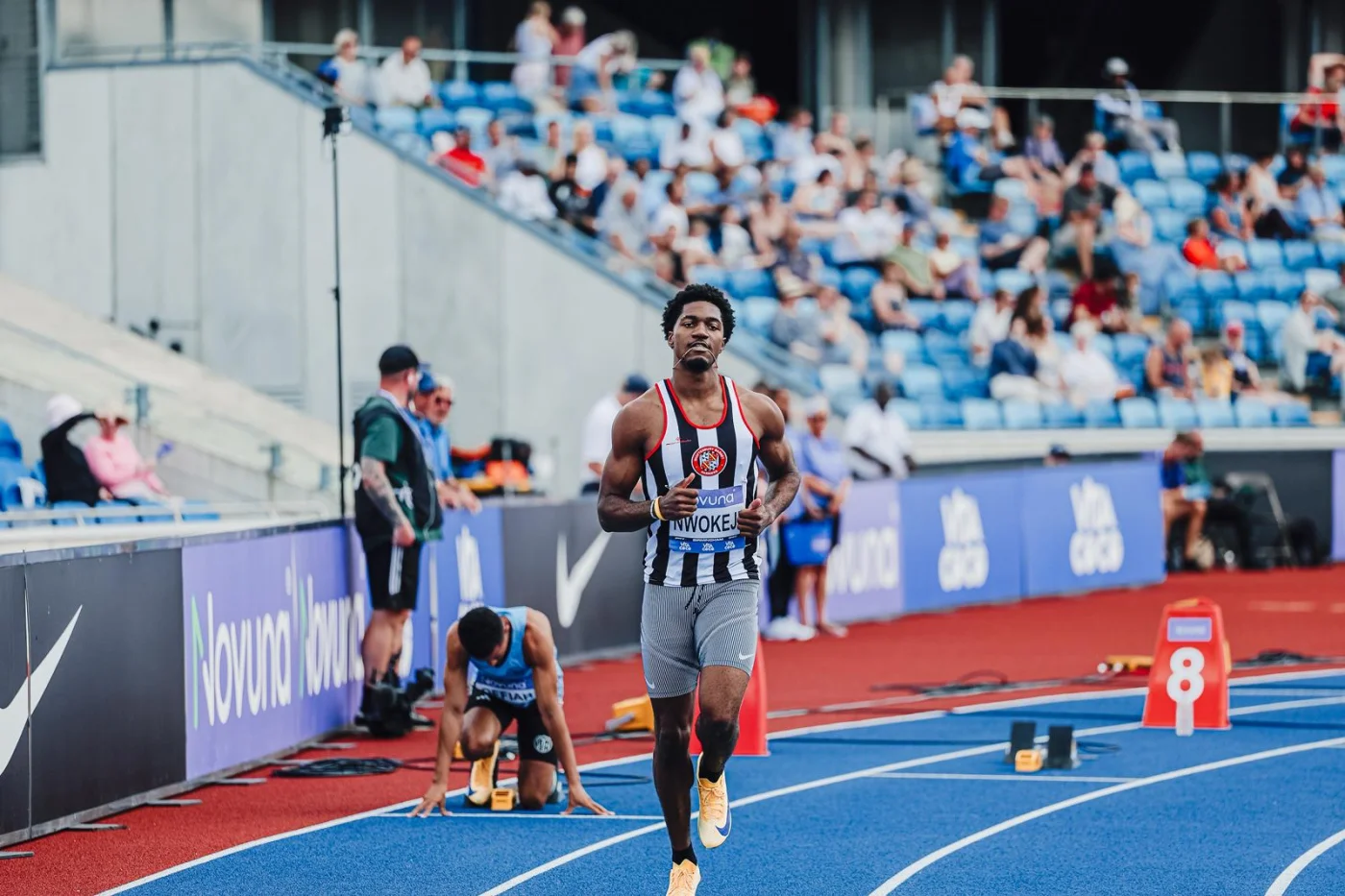 Ebuka Nwokeji at full speed in race action